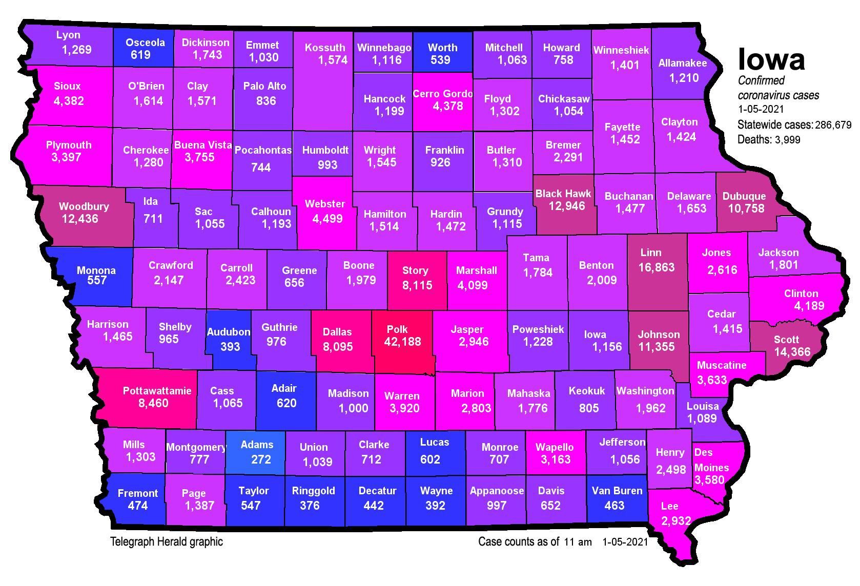 Where is COVID-19 in Iowa 01-05-2021